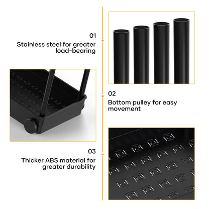 Cicilyna Under Sink Organizer, Under Cabinet Basket Organizer Drawer with Hooks, Bathroom Standing Rack, Multi-purpose Storage Shelf, Black