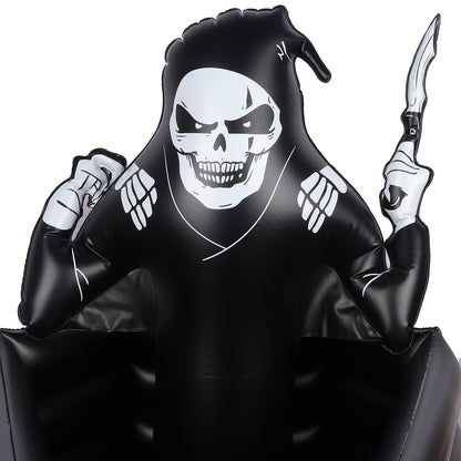 44 Inch Inflatable Grim Reaper Coffin Cooler Halloween Party Supplies 120+ Cans Large Capacity Inflatable Drink Holder for Indoor Outdoor Home Halloween Birthday Party Decorations, Black