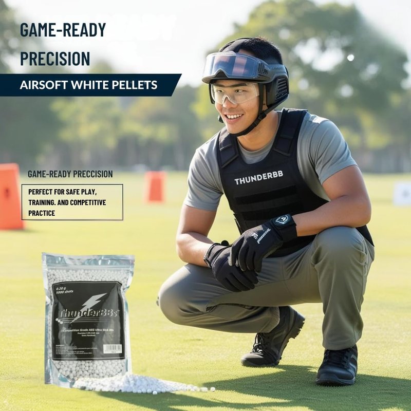 Thunder BBs TBB0.20 Airsoft BBS 0.20G, Competition Grade, White, 5000 Rounds/Bag