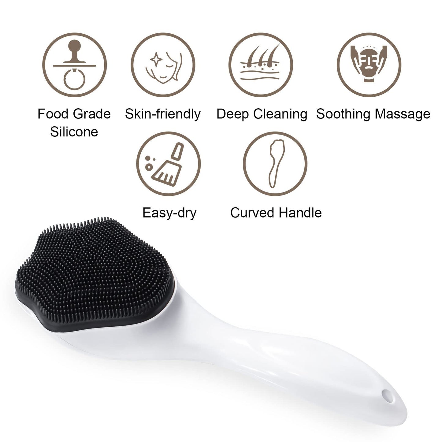 2 Pack Silicone Face Scrubber Exfoliating Brush, Manual Handheld Facial Cleansing Brush Blackhead Scrubber, Soft Bristles Waterproof for Face Skincare (Round-Pink)