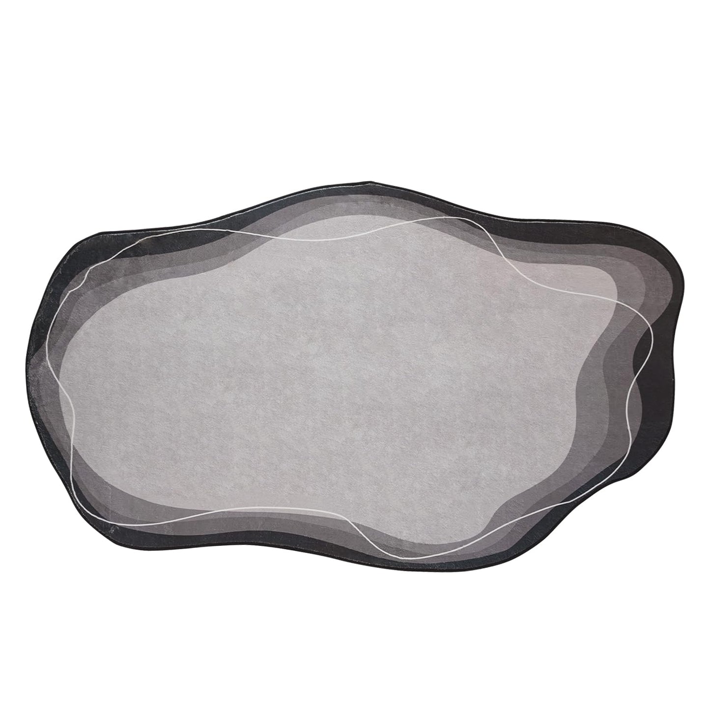 Poowe Area Rug Indoor Vintage Living Room Carpet Kitchen Washable Distressed Cloud Waves Edge Bedroom Rugs Retro Accent Throw Carpet for Office Dining Room Bathroom-Grey 4' x 6'