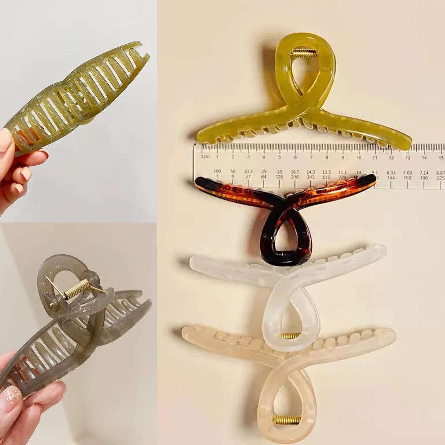 Big Hair Claw Clips Large Jelly Hair Clip for Women Large Butterfly Clip Claw Larger Size Hair Clip for Long Thick Hair 4 Pcs Christmas Gifts