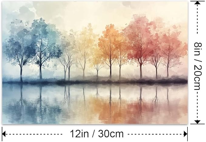 Yesad Trees Pictures, Abstract Wall Art Watercolor Tree Prints Artwork Nature Canvas Painting Landscape Poster Botanical Wall Décor for Living Room Bedroom Office Farmhouse (Unframed,12”x8”, Tree9)