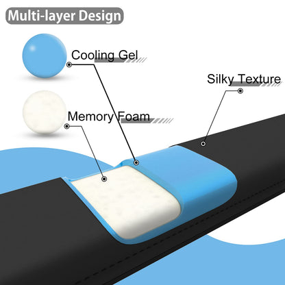 Faluber Cooling Gel Wrist Rest, 14.3-inch Length for Tenkeyless Keyboard, Memory Foam Palm Rest with Non-Slip Footpad, Ergonomic Design, Stain Resistant, PC Accessory Gaming Gear (Medium-TKL)