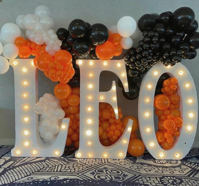 ADOINBY Black White Orange Balloon Arch Kit, 140Pcs Black Orange White Halloween Balloon Garland kit, 18 12 10 5 Inch Different Size Balloons for Halloween Birthday Thanksgiving Day Party Decorations