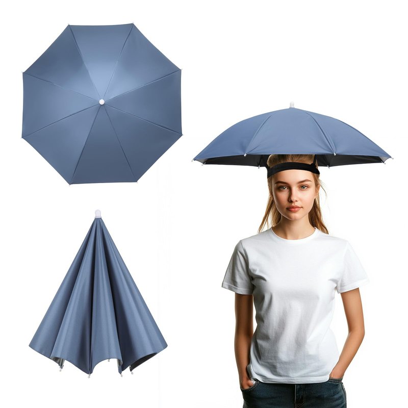 YELARXI Umbrella Hat, Fishing Hat Hands Free Waterproof Adjustable Sun Rain Cap Hat with Elastic Band Fit for Women Men Fishing Camping Gardening Beach Sunshade Outdoor(Mist Blue)