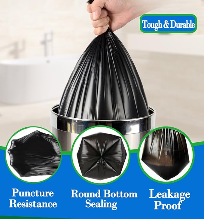 1.2 Gallon120 pcs Small Black Trash Bags, Strong 1 Gallon 1.2 Gallon 1.3 Gallon