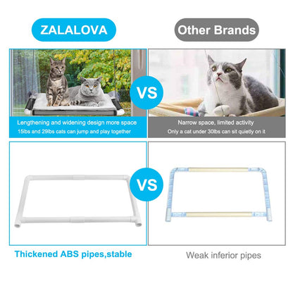 Cat Window Perch, Cat Hammock Window Seat w/Free Fleece Blanket 2025 Latest Screw Suction Cups Extra Large Sturdy Cat Bed Cat Resting Seat Hold Two Large Cats White Indoors (One Extra Suction Cup