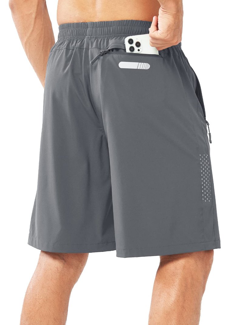 NORTHYARD Men's Athletic Running Shorts Gym Workout 7"/9"/5" Quick Dry Lightweight Sports Basketball Tennis 3 Zipper Pockets SMOKEGREY-9inch 2XL