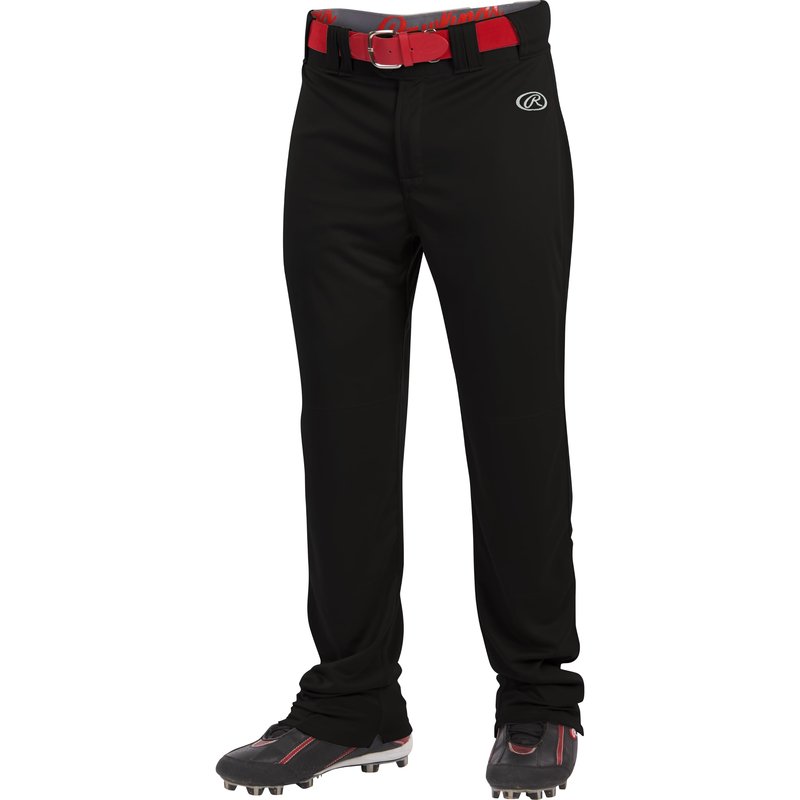 Rawlings mens LAUNCH Series Baseball Pants | Full Length Semi-Relaxed Fit | Adult Sizes | Solid | Multiple Options Black, Medium