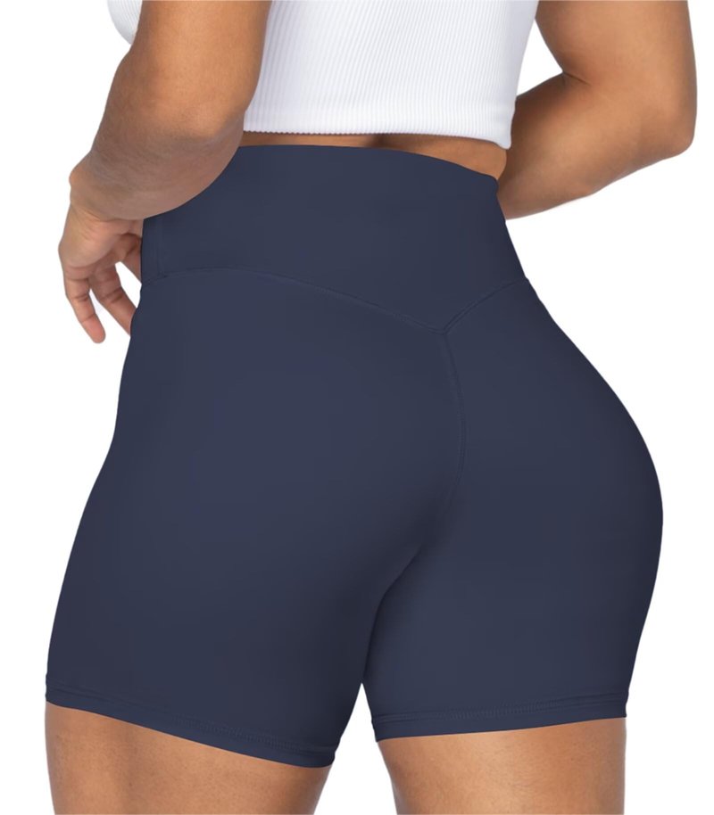 Sunzel No Front Seam High Waist Biker Shorts for Women, Squat Proof Yoga Workout Gym Bike Shorts 8-Inch Inseam Ash Blue X-Large
