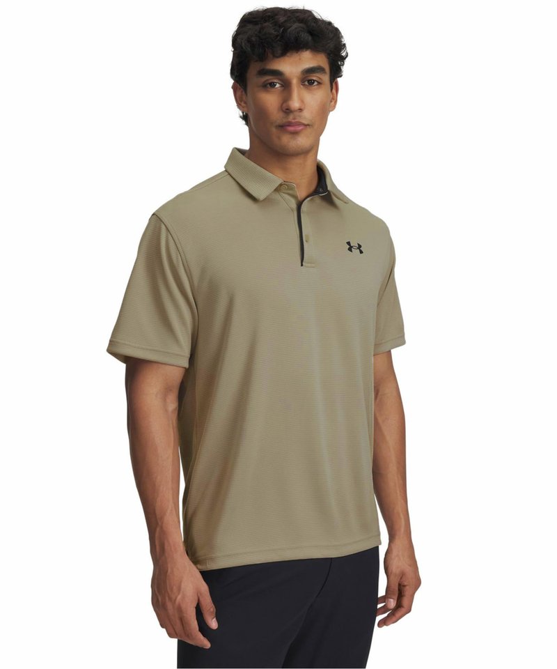 Under Armour Men's Tech Golf Polo, (203) Timberwolf Taupe / / Black, Large