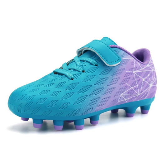 brooman Kids Firm Ground Soccer Cleats Boys Girls Athletic Outdoor Football Shoes (4,Mint Purple)