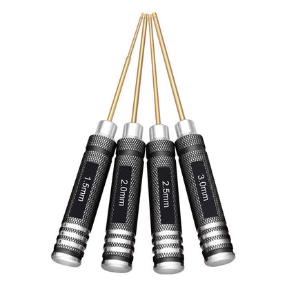4pcs 1.5mm 2.0mm 2.5mm 3.0mm Hex Screw Driver Set Titanium Hexagon Screwdriver Wrench Tool Kit for Multi-Axis FPV Racing Drone RC Quadcopter Helicopter Car Models …