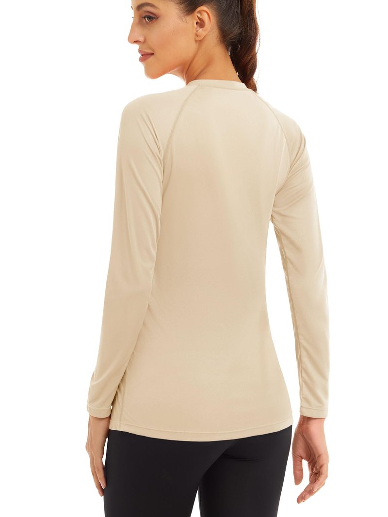 MAGCOMSEN Running T Shirts Women T Shirts for Women UPF 50+ Sun Protection Shirts for Women Long Sleeve Shirts Summer Shirts for Women Quick Dry Tee Light Apricot