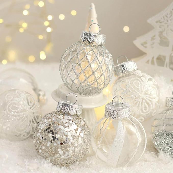 25Pcs Christmas Ornaments Sets 2.36” Christmas Ball Ornaments Christmas Tree Ornaments Shatterproof Xmas Balls Bulbs for Holiday Wedding Party Christmas Tree Decoration（Pink White）