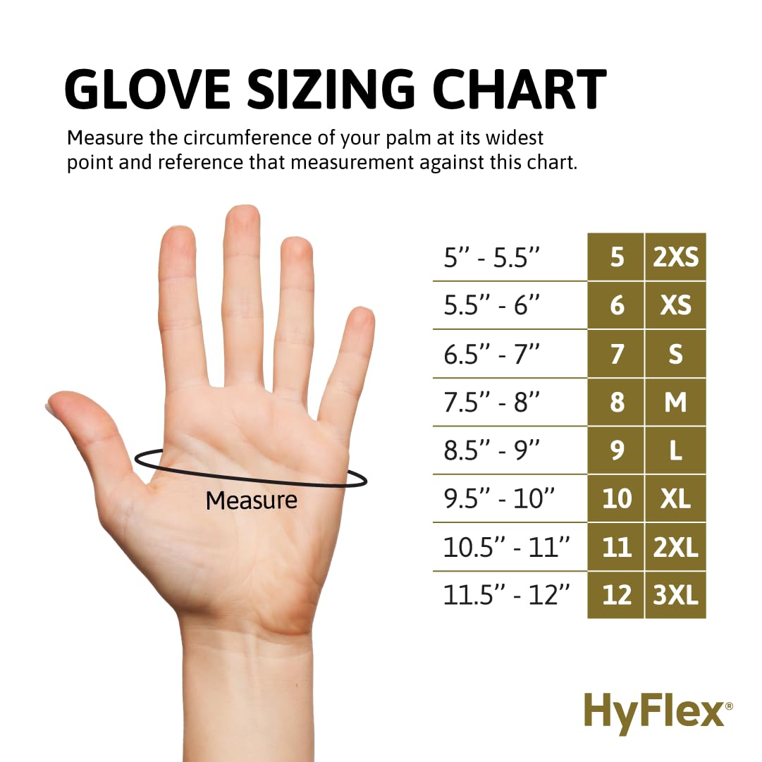 Ansell HyFlex 11-840 Professional Work Gloves, Abrasion Resistant Nitrile Coating with Firm Grip, Multipurpose Protection Gloves, Mechanical and Industrial Safety, Black, Size L (12 Pairs)