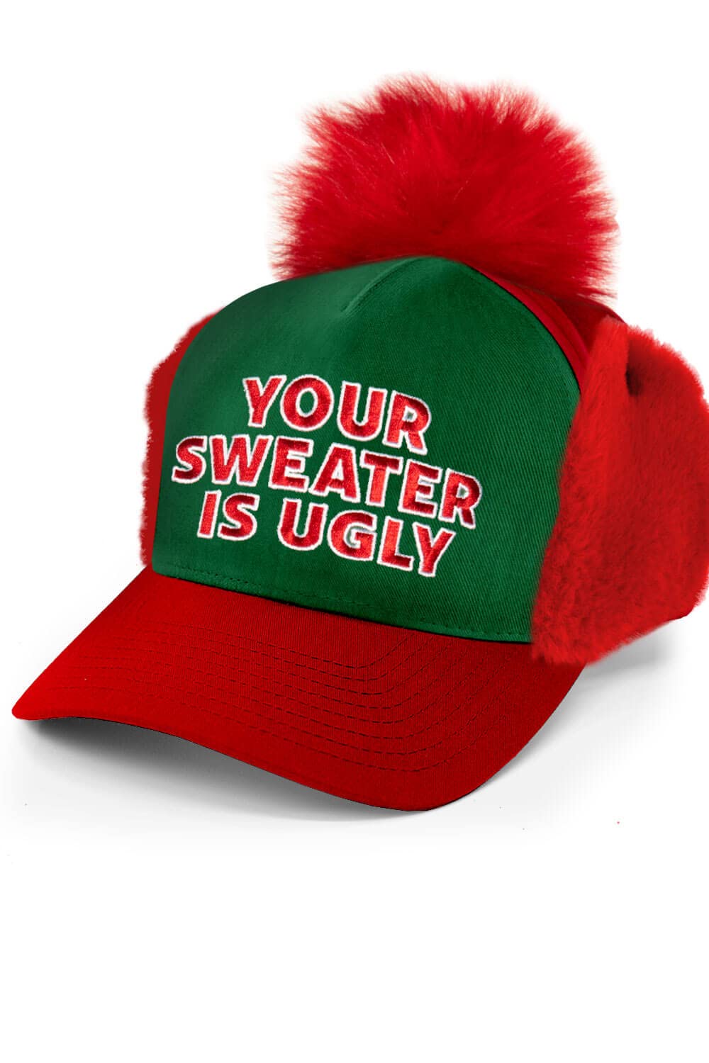 Tipsy Elves Ugly Christmas Sweater Hat - Funny Knit Red and Green Christmas Hat for Men & Women