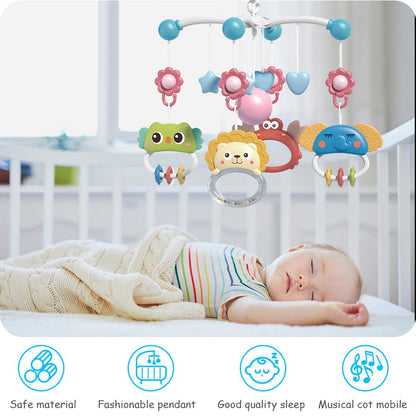 Aolso Baby Crib Toy, Baby Star Crib Mobile with Music and Lights, Cot Mobile Toy with Timing Function Projector and Remote Control, Baby Crib Toys for Boys Girls (Blue)