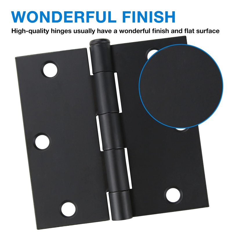 18 Pack 3 1/2 Inch Matte Black Door Hinges 3.5" Interior Square Iron Bifold Silver Standard Residential 3 ½"Satin Nickels Hinge for Doors Hardware Kit Tool Office Bedroom Study Living Room Decor