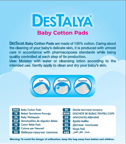 DESTALYA Baby Cotton Pads for Diaper Change | Large Cotton Squares for Sensitive Skin | Disposable Cleansing Wipes | Soft Washcloths for Personal Care, Makeup Removal (Maxi Pads 360)