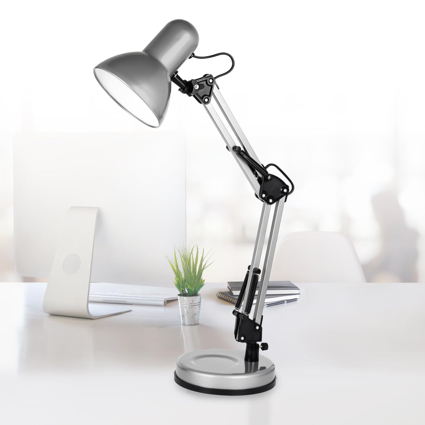 Status Valencia Desk Lamp | Angled Desk Light | Silver Desk Lamp | Study, Office, Bedroom | SADL2429AESC16
