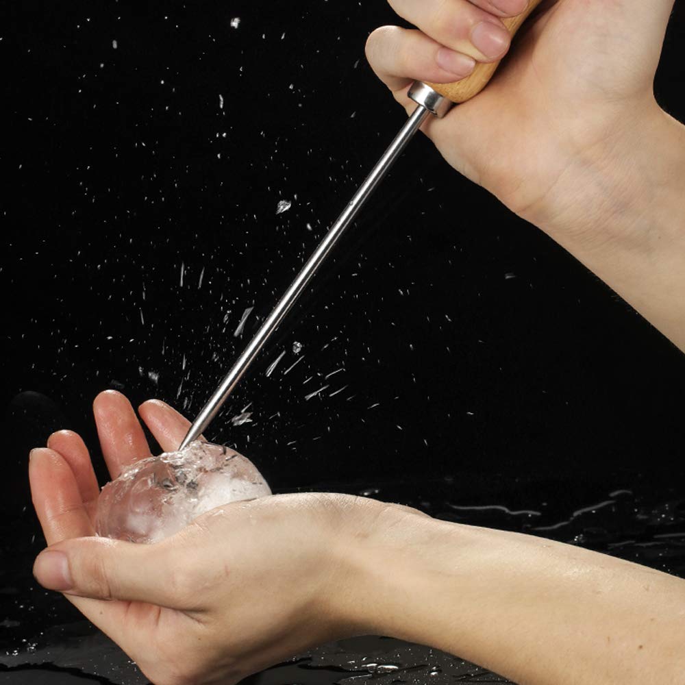 Fireboomoon 3 Pack Stainless Steel Ice Pick with Safety Wooden Handle for Home Kitchen Restaurant Bar(8.5 Inches)