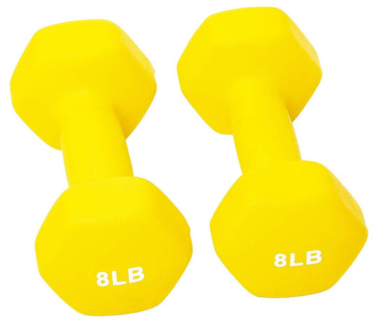 Fitvids BalanceFrom Set of 2 Neoprene Coated Non-Slip Grip Dumbbell Weights, Yellow