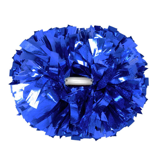 Hooshing 2 Pack Pom Poms Cheerleading Professional Holographic Royal Blue Spot with Baton Handle for Team Spirit School Sports Cheering