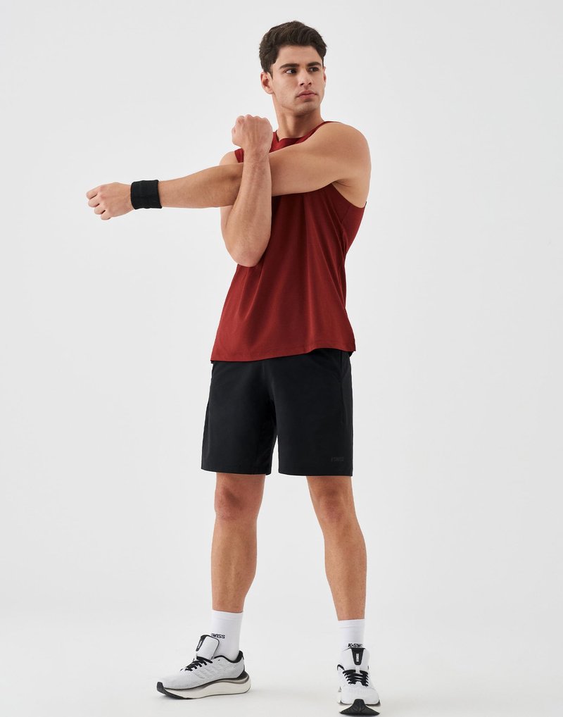 K-Swiss Men's Athletic Running Shorts - Lightweight Breathable Workout Shorts Sports Gym Basketball 7", Black/Black XL