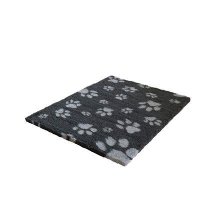 Vet Fleece Bedding | Vet Bed Original Non-Slip | for Puppys and Dogs | Manufactured in our British Mill| 40" x 30" (1.00m x 0.75m) Charcoal with Grey Multi-Paws | Quick Drying | Washable | Dog Bed