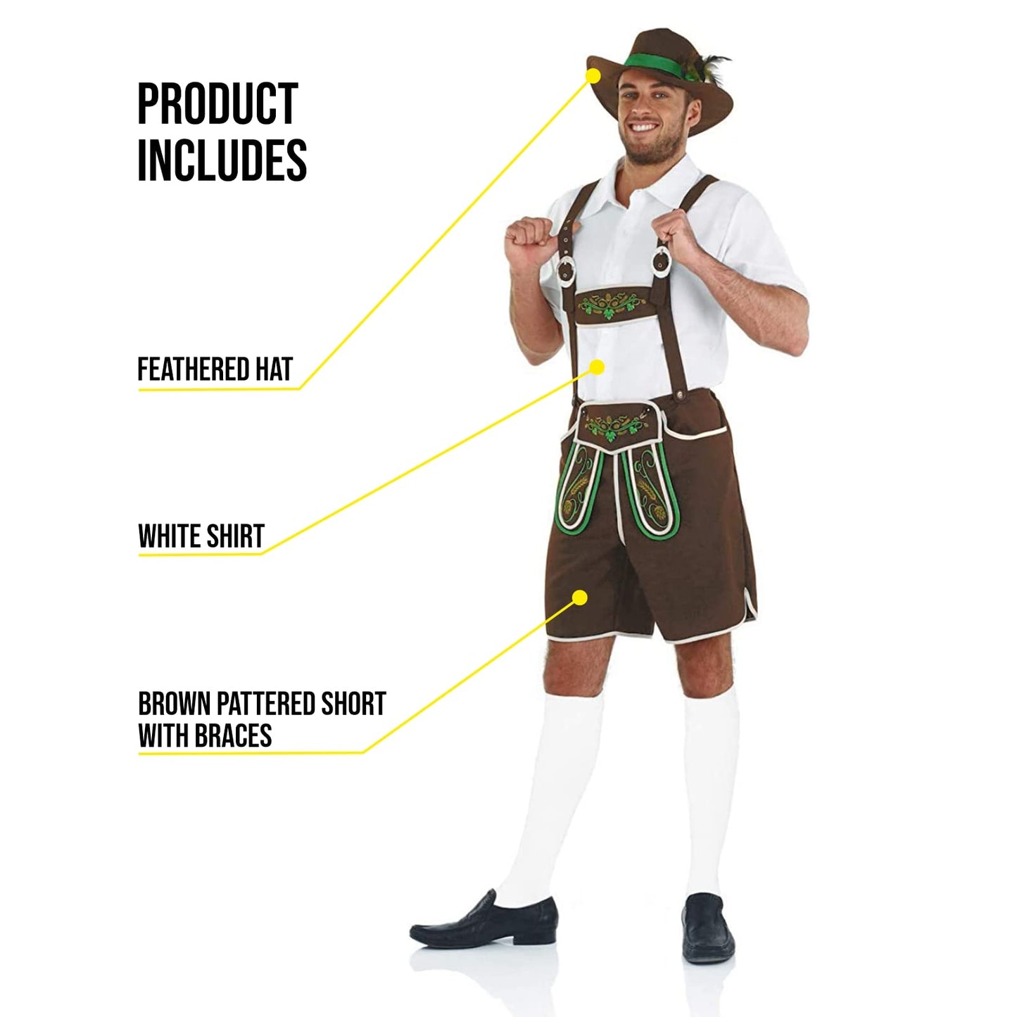 Fun Shack Lederhosen Men Costume, October Festival Costume For Men, Oktoberfest Costumes, Fancy Dress For Adults, Medium