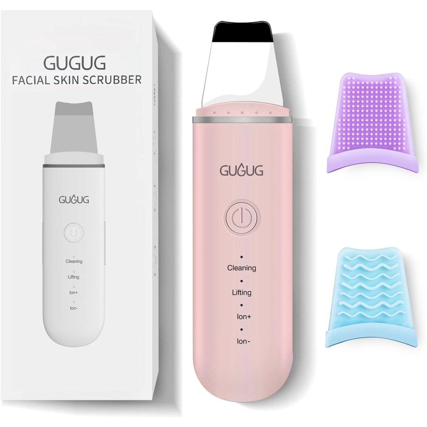GUGUG Skin Scrubber Face Spatula Skin Spatula Pore Cleaner Blackhead Remover Tools for Facial Deep Cleansing-4 Modes -White