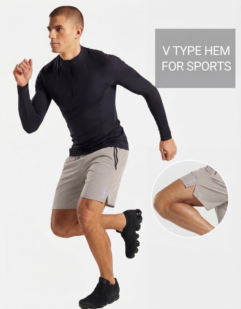 COOFANDY Mens Workout Athletic Shorts 7 inch Inseam Quick Dry Hiking Shorts Men Lightweight Sports Gym Shorts Running Stone