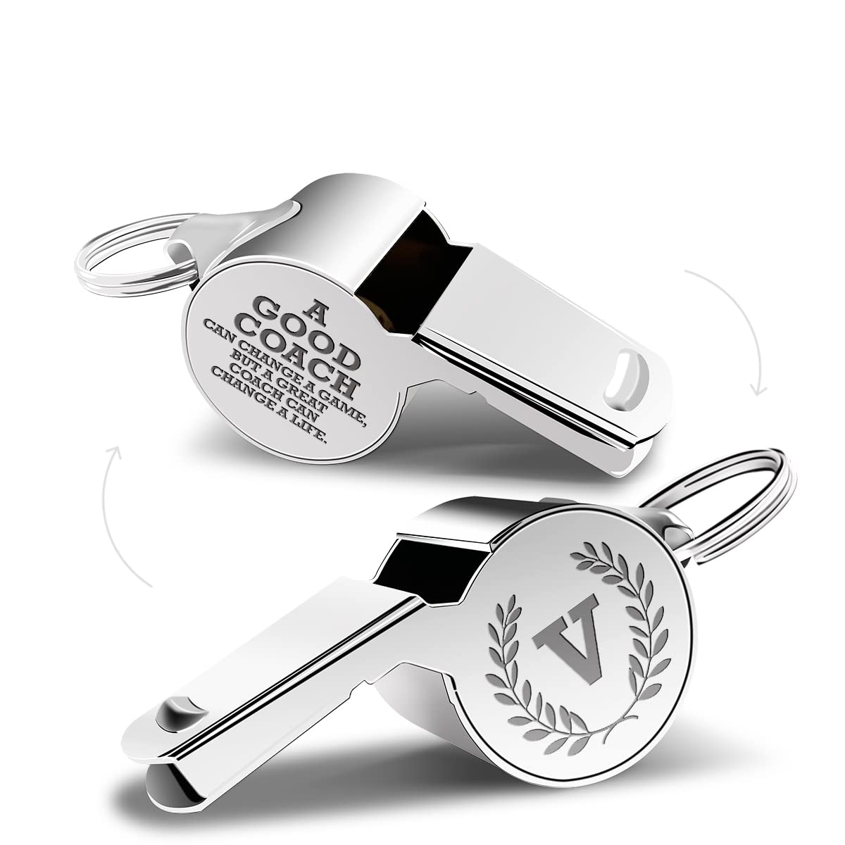Letters Coach Gifts, Whistle for Coaches, Whistle Emergency, Thank You Coach Gifts, Coaches Whistle with Lanyard Cheer Coach Gift for Men Women Teachers Referees School Sports Coach Outdoor, Letter V