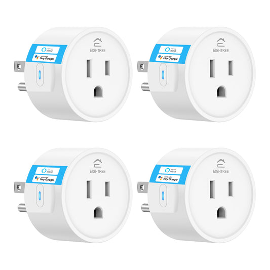 EIGHTREE Smart Plug, Smart Plugs That Work with Alexa and Google Home, Compatible with SmartThings, Smart Outlet with WiFi Remote Control and Timer Function, 2.4GHz Wi-Fi Only, 4 Packs