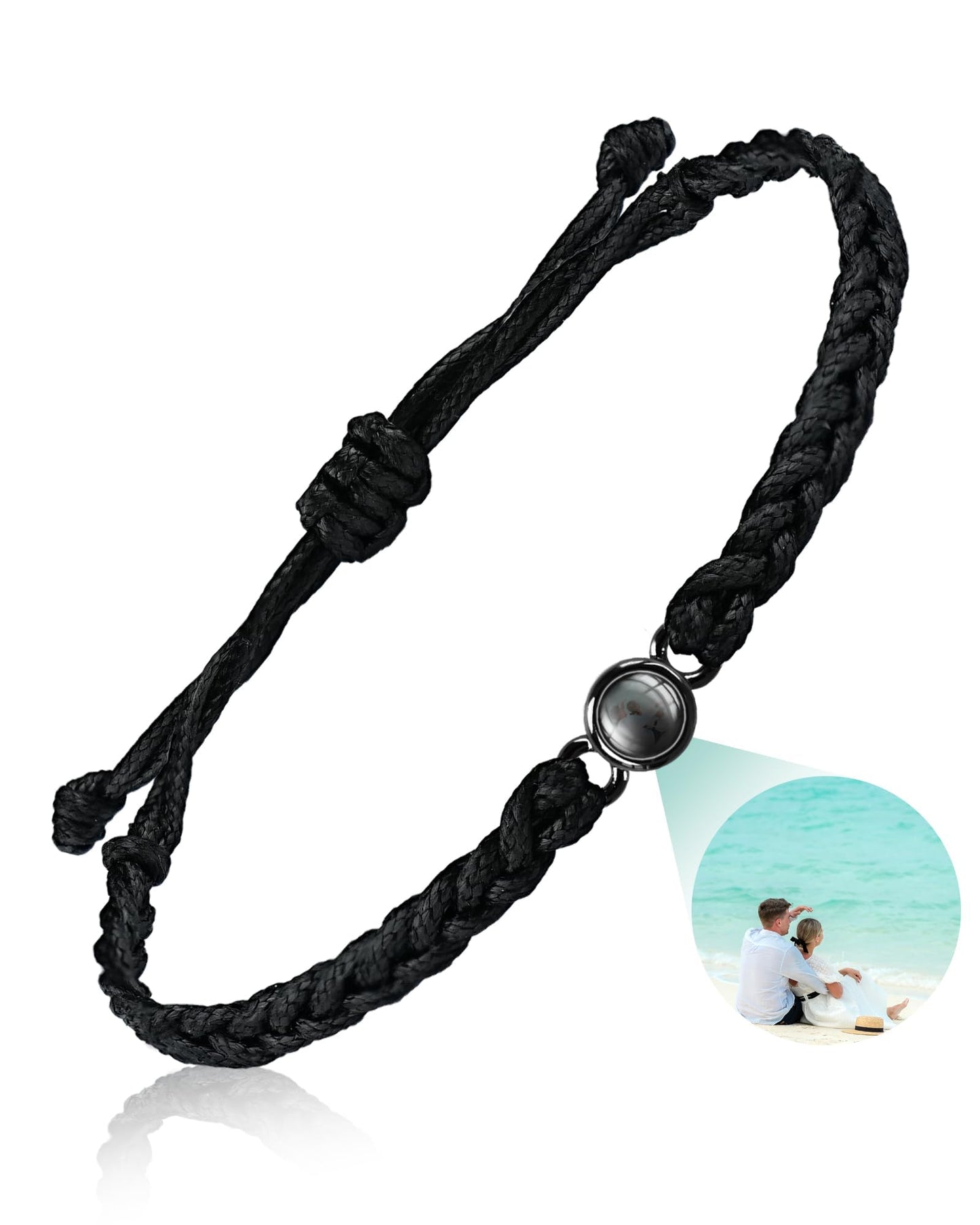 SUPHELPU Custom Bracelets with Picture inside, Personalized Circle Photo Bracelet Projection, Personalized Photo Gifts for Memorial Boyfriend Couples Christmas, Women's Identification Bracelets