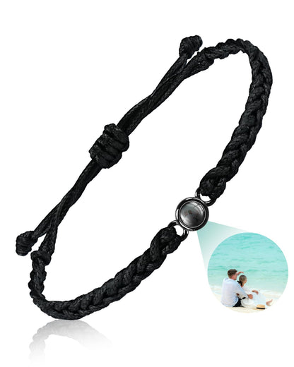 SUPHELPU Custom Bracelets with Picture inside, Personalized Circle Photo Bracelet Projection, Personalized Photo Gifts for Memorial Boyfriend Couples Christmas, Women's Identification Bracelets