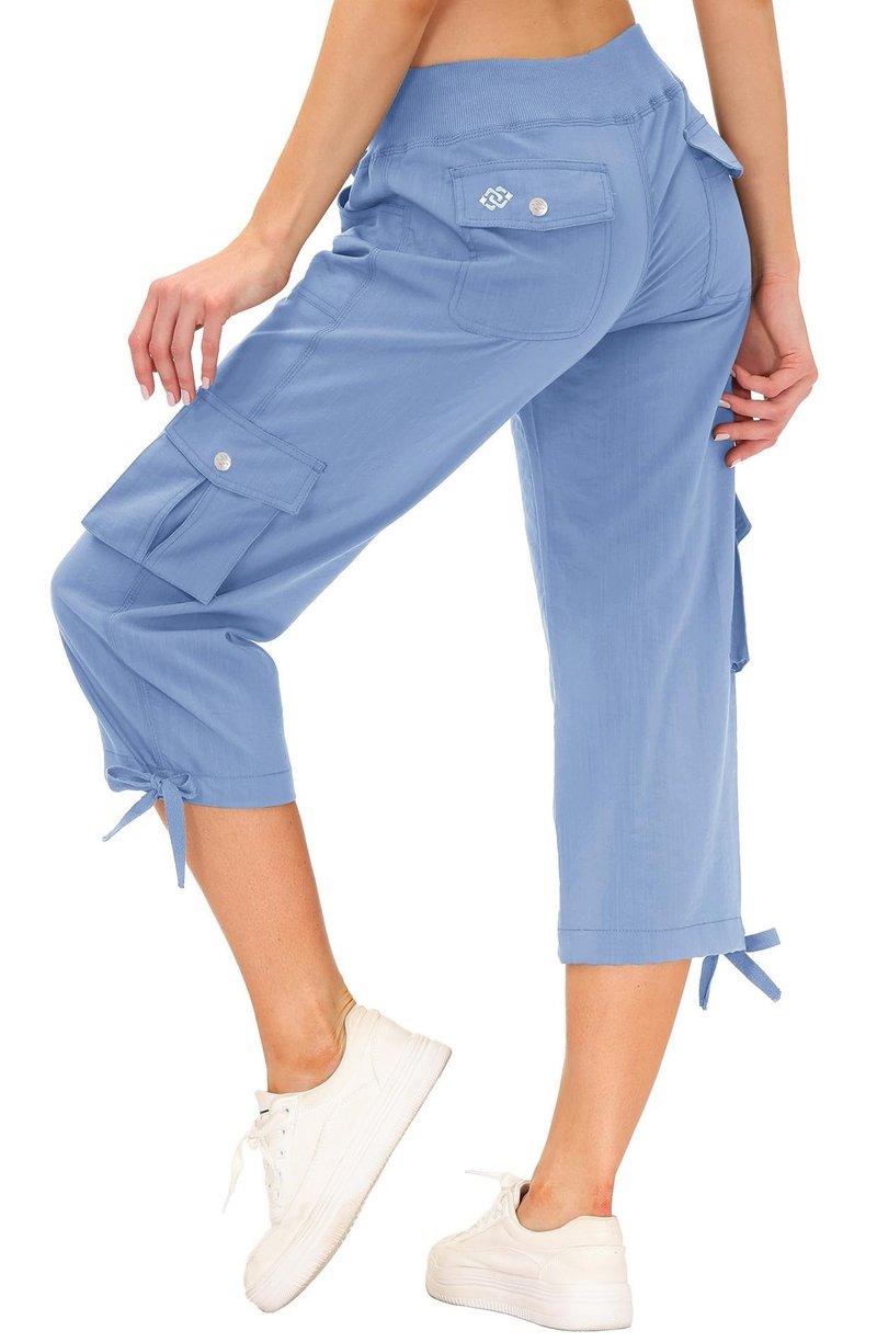 MoFiz Women's Hiking Cargo Shorts Quick Dry Lightweight Athletic Capri Pants for Camping Jogger with Pockets
