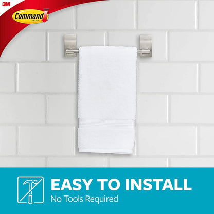 Command Hand Towel Bar, Satin Nickel Finish, Rust-resistant, Holds 1,3Kg - Organise your Bathroom Damage Free