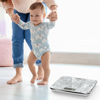 RENPHO Digital Bathroom Scales for Body Weight, Weighing Scale with High Precision Sensors Accurate, Bathroom Scales Weight Machine for People, LED Display, Step-On (ST/LB/KG), Concrete, Core 1S