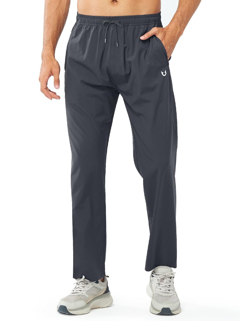NORTHYARD Men's Joggers Athletic Workout Track Pants Running Gym Training Sweatpants with Zipper Pockets Open Hem Darkgrey L