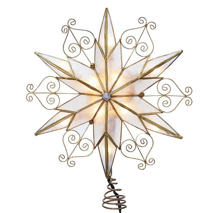 Kurt Adler 10-Light 6-Point Capiz Star Treetop with Scroll Design