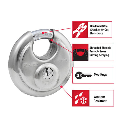 Master Lock 40D Stainless Steel Discus Padlock with Key