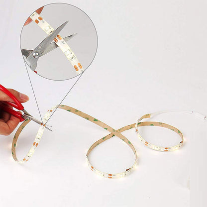 FOLGEMIR 1 m LED Strip with Motion Sensor, Battery Operated Night Light with PIR Sensor, Waterproof Cabinet Lighting, Self-Adhesive Fairy Lights (3000 K Warm White, 1 m)