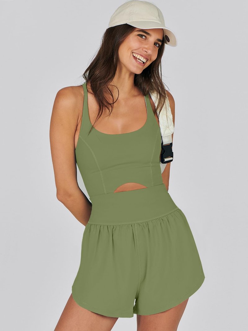 Caracilia Women's Workout Athletic Romper Summer Sets Short Jumpsuits Onesie Running Outfits Exercise Gym 2026 Trendy Clothes