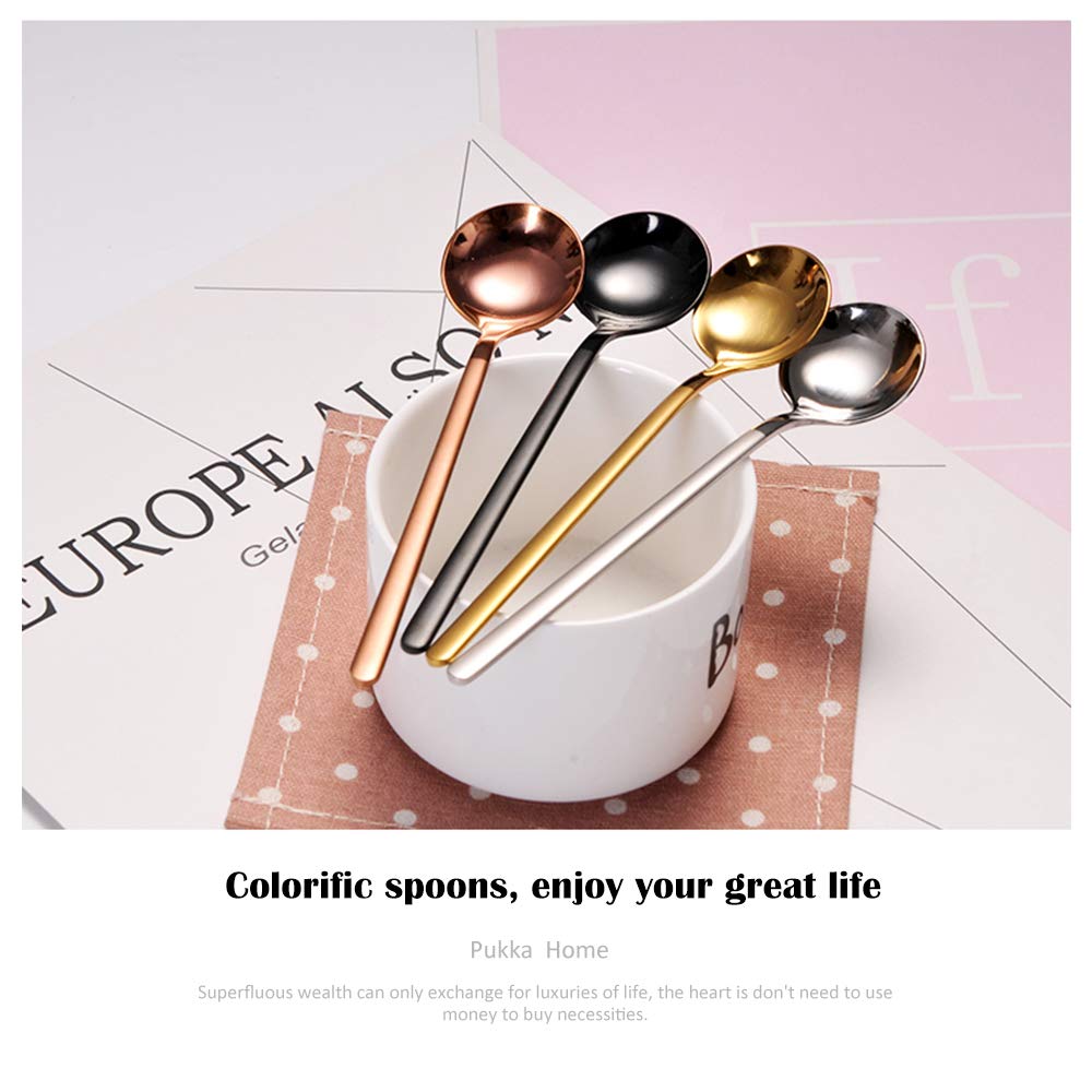 6 PCS Gold Coffee Spoons, 18/8 Stainless Steel Espresso Spoons, 5.2 Inches Vogue Mini Tea Spoon, Cappuccino Stirring Small Spoon for Dessert, Ice Cream, Frosted Handle, Sweejar (Gold)