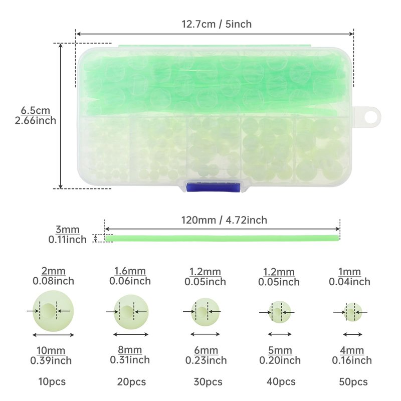 OriGlam Luminous Fishing Beads Glow Fishing Beads Fishing Rigs & Luminous Tube Line, Luminous Rigging Tube Fishing Angling Glow Tubing Tool for Fishing Rigs