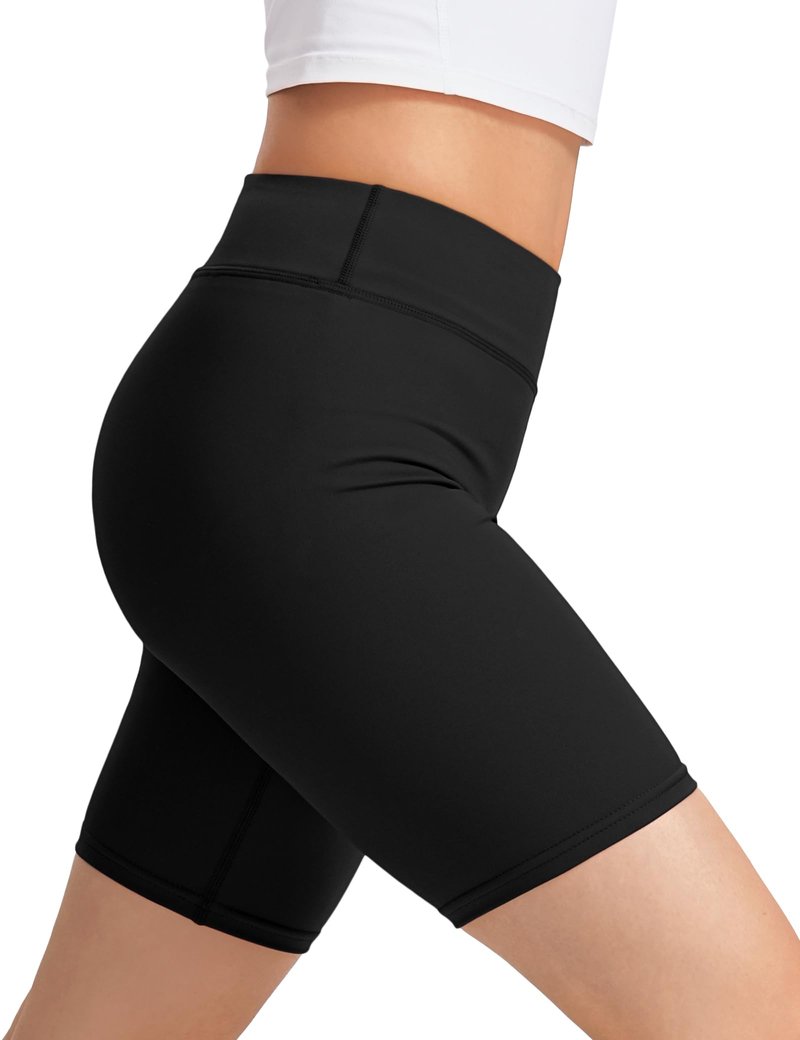 JOCMIC Girls Athletic Bike Shorts High Waist Yoga Dance Gym Spandex Short for Kids Youth Black 9-10 Years
