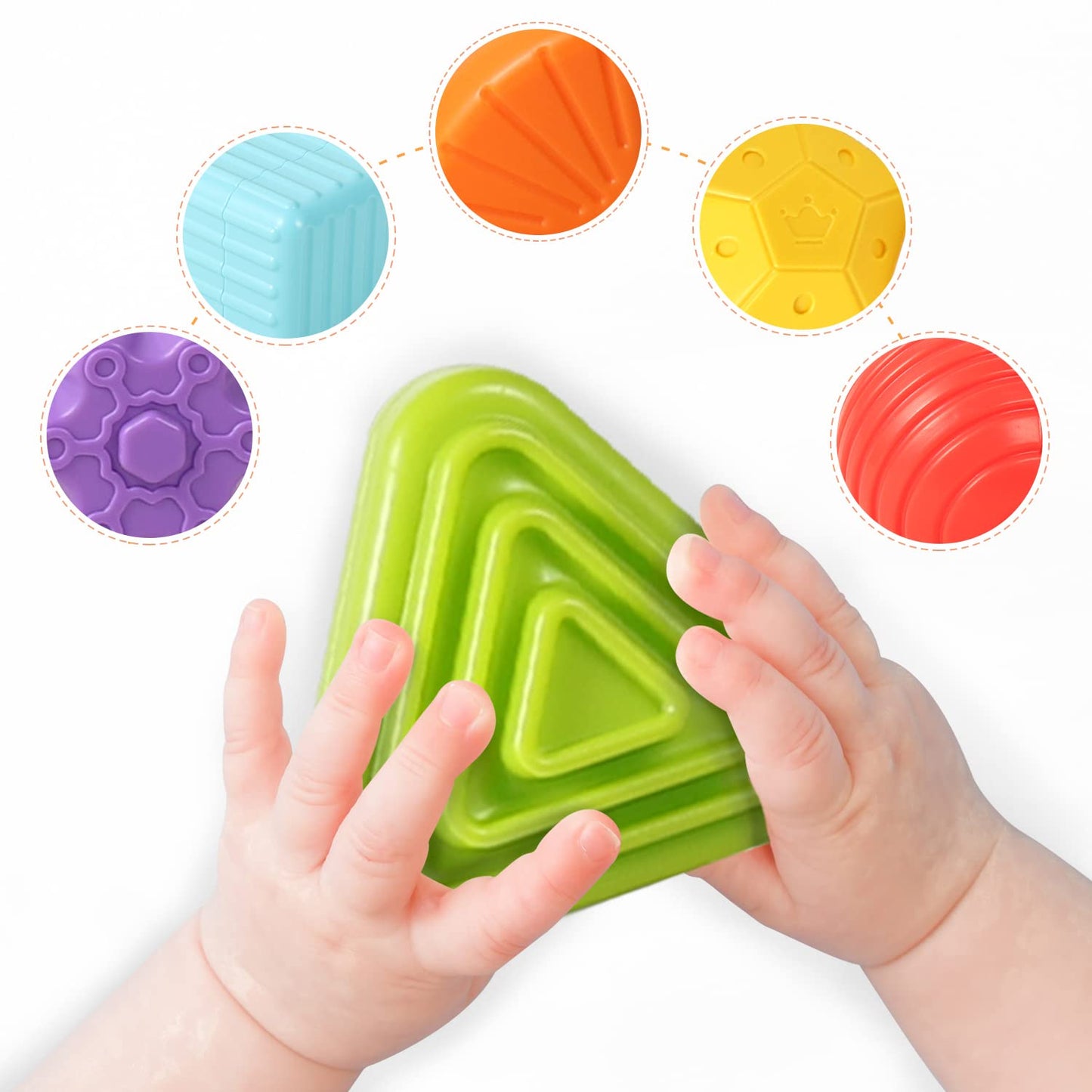 Aprilwolf Montessori Toys for 1 Year Old, Cube & 6 Sensory Shape Blocks, Baby Toys 12-18 Months, Developmental Infant Birthday Gifts for Learning Toddler Age 1 2 3